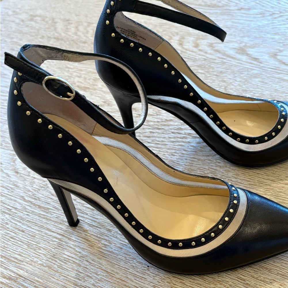 Black and Gold Studded Heels - Picture 2 of 10